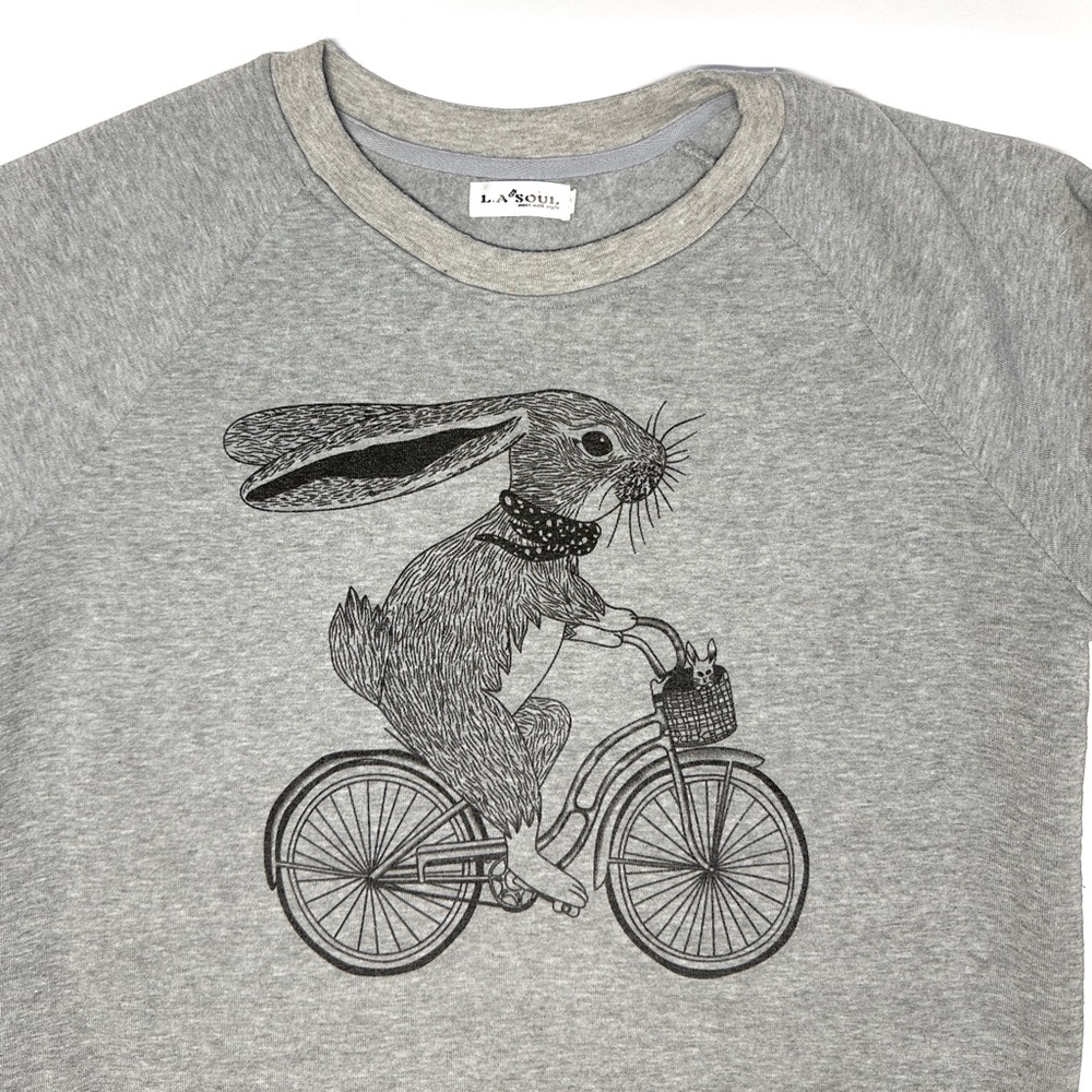 Gray Graphic Sweatshirt with Rabbit Design - Picture 5 of 10